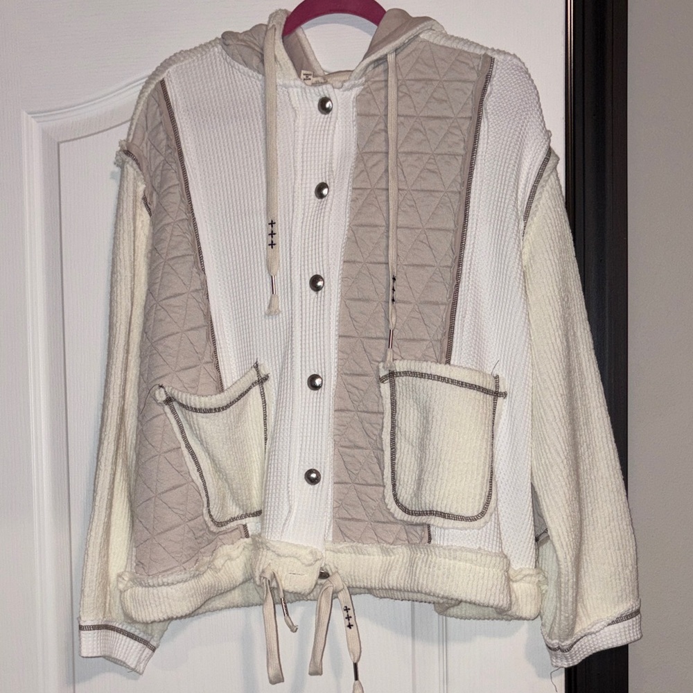 Cozy Cream and Tan POL Hooded Jacket